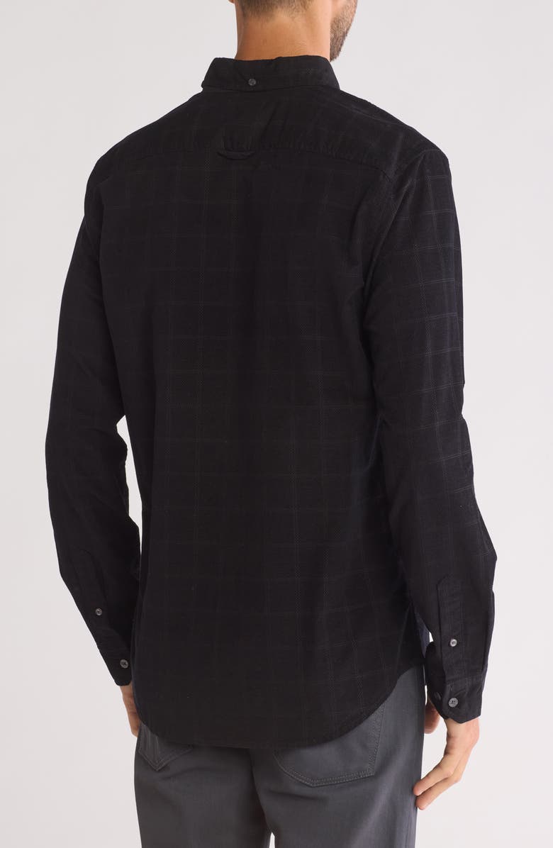 Ben Sherman Windowpane Long Sleeve Cotton Corduroy Button-Up Shirt, Alternate, color, Black