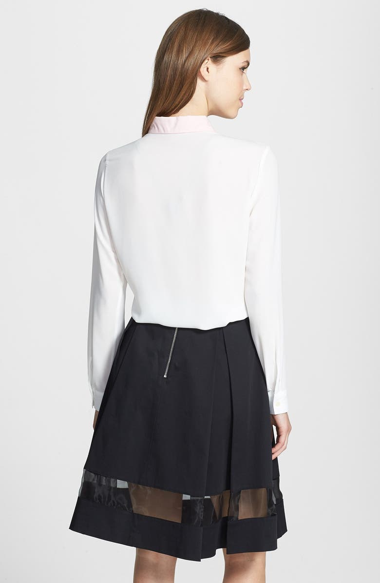 Vince Camuto Sheer Inset Pleated Skirt, Alternate, color, 