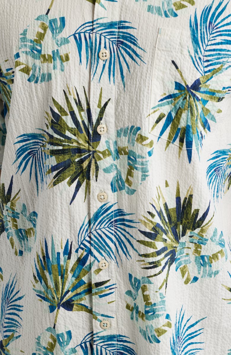 Tommy Bahama Nova Wave Frond Mosaic Short Sleeve Seersucker Button-Up Shirt, Alternate, color, White