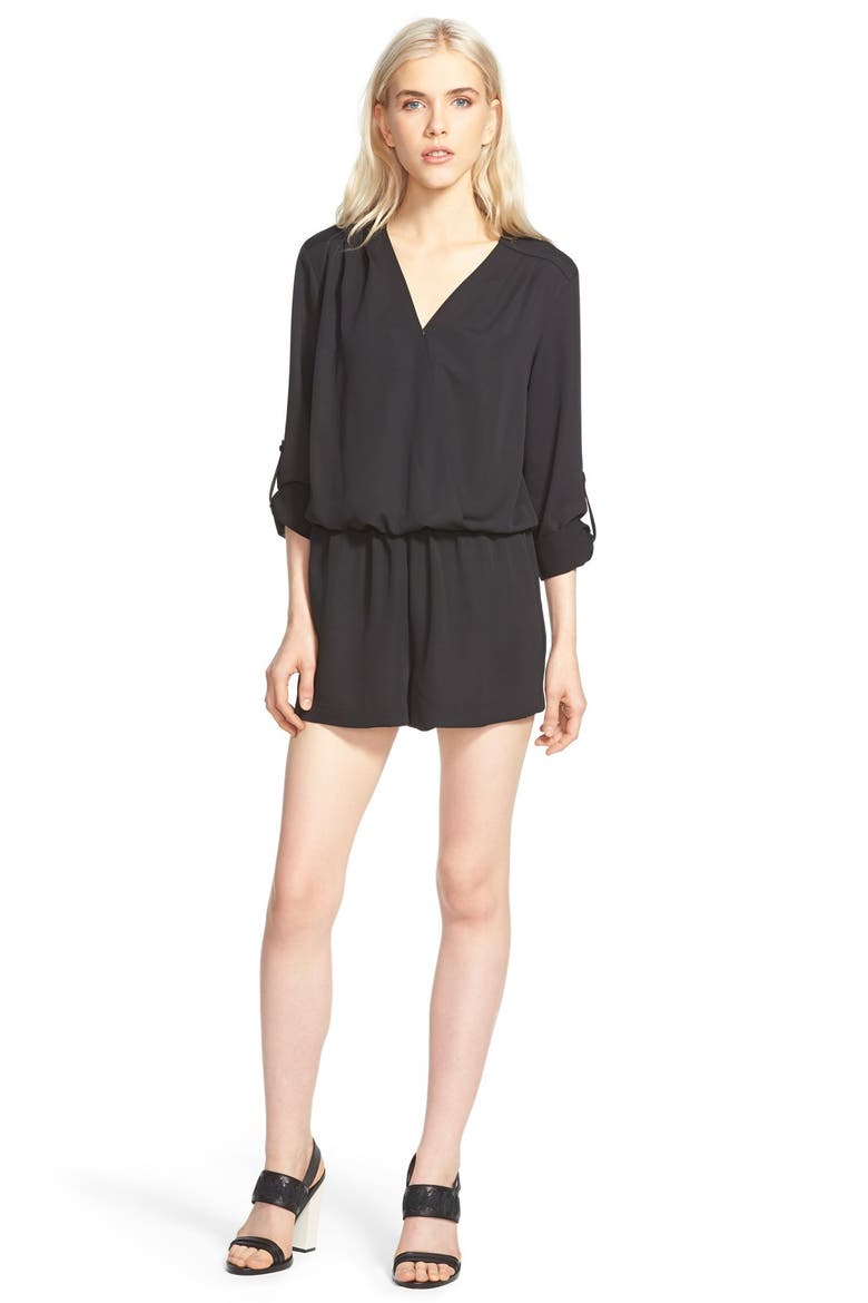 Surplice Romper, Main, color, BLACK