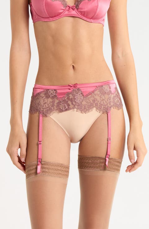 Juliet Lace Trim Stretch Silk Garter Belt