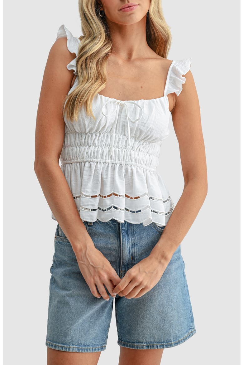 Ruffle Peplum Sleeveless Top, Main, color, WHITE