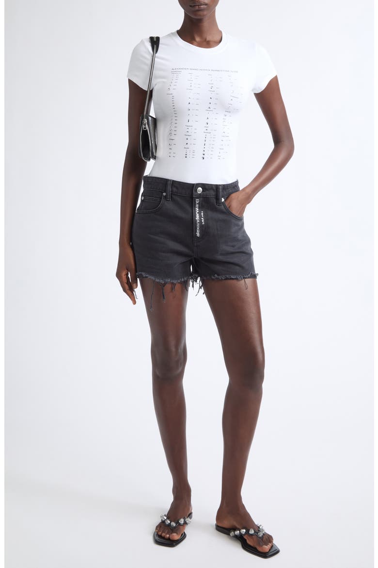 Relaxed Hotfix Logo Denim Shorts, Alternate, color, FADED BLACK