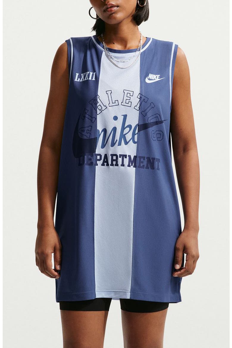 Mesh Stretch Cotton Basketball Jersey, Main, color, MYSTIC NAVY/ HYDROGEN BLUE