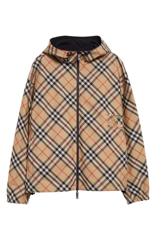 Shop Burberry Trafford Check Reversible Jacket In Sand Ip Check