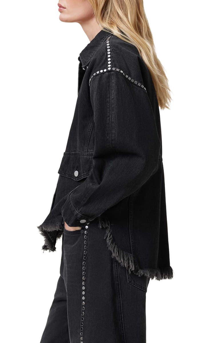 AllSaints Hettie Studded Raw Hem Denim Shacket, Alternate, color,