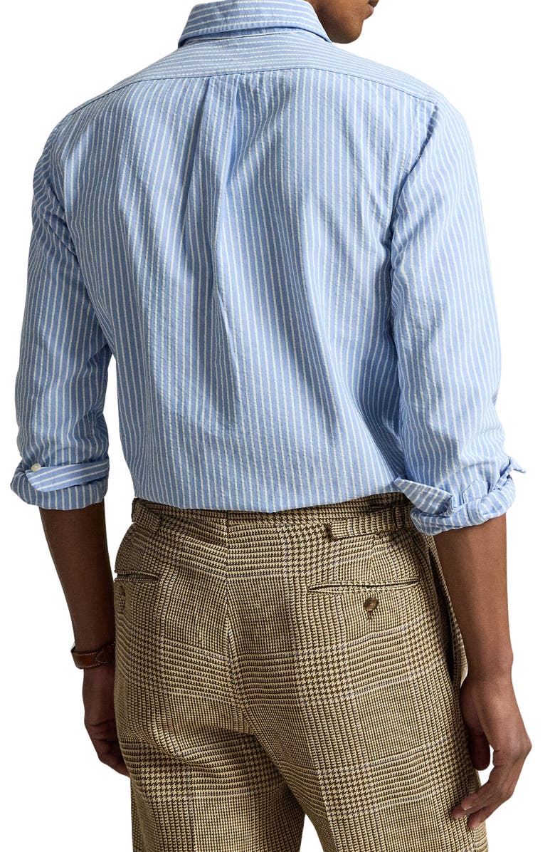 Polo Ralph Lauren Classic Fit Stripe Cotton Seersucker Button-Down Shirt, Alternate, color, 7124A Bsr Blue White