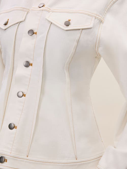 Rebecca Taylor Cora Denim Jacket In Eggshell Wash