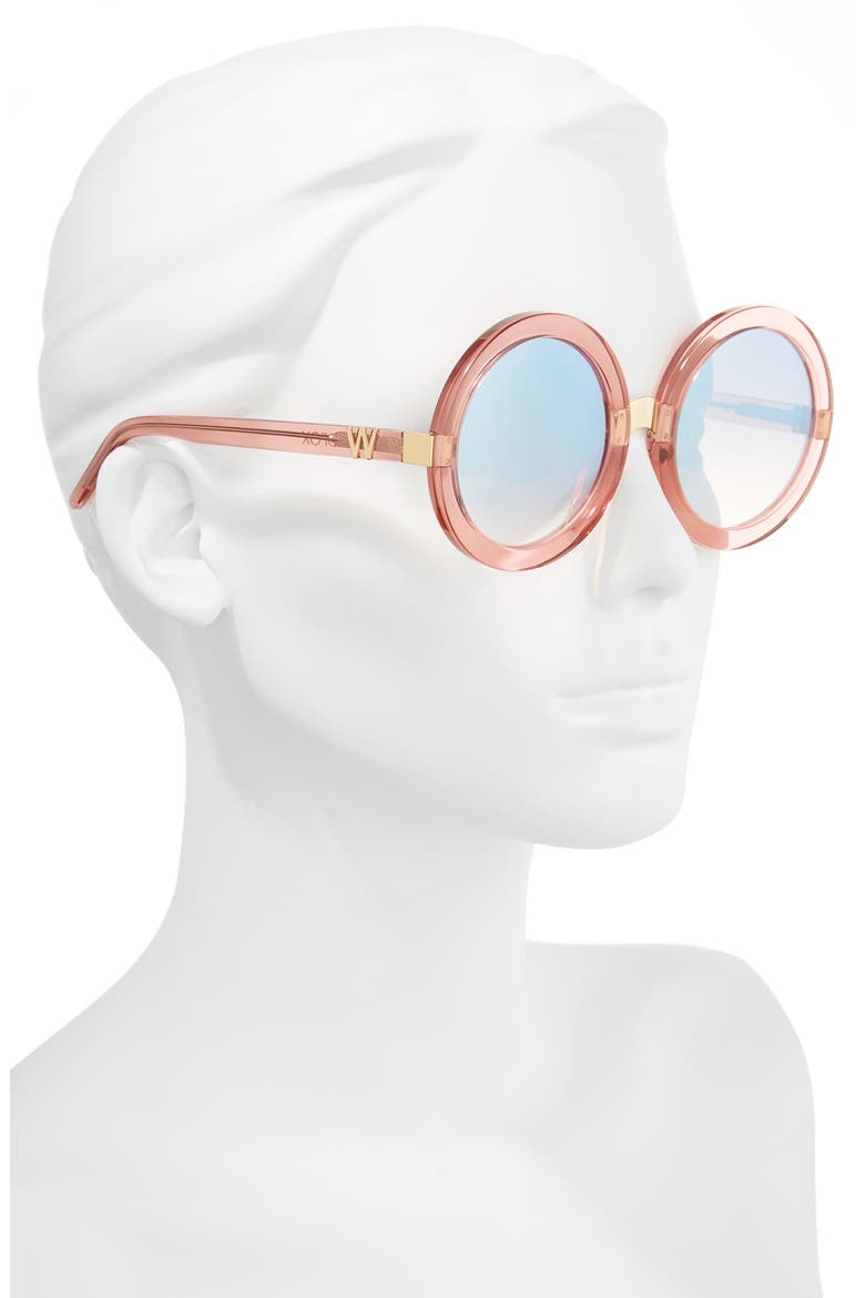 'Malibu Deluxe' 55mm Retro Sunglasses, Alternate, color, ROSEWATER/ SILVER MIRROR