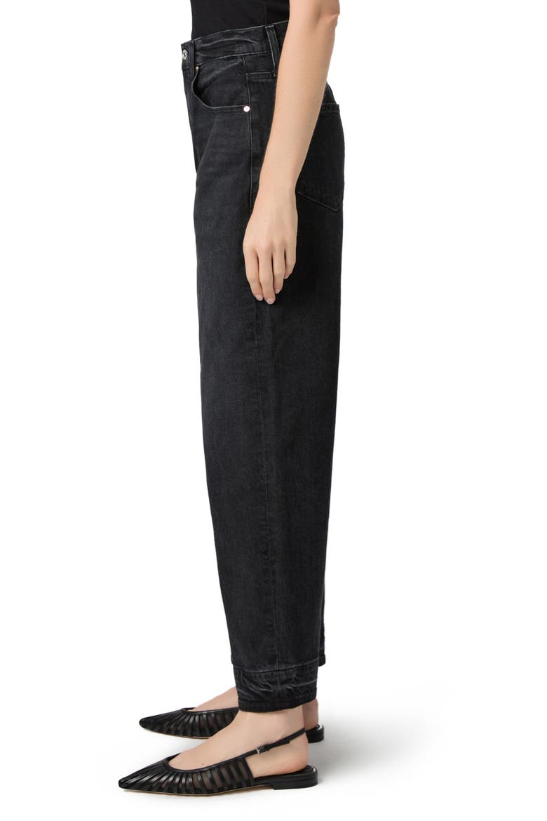 Arellia Release Hem High Waist Ankle Barrel Jeans, Alternate, color, BLACK VOID