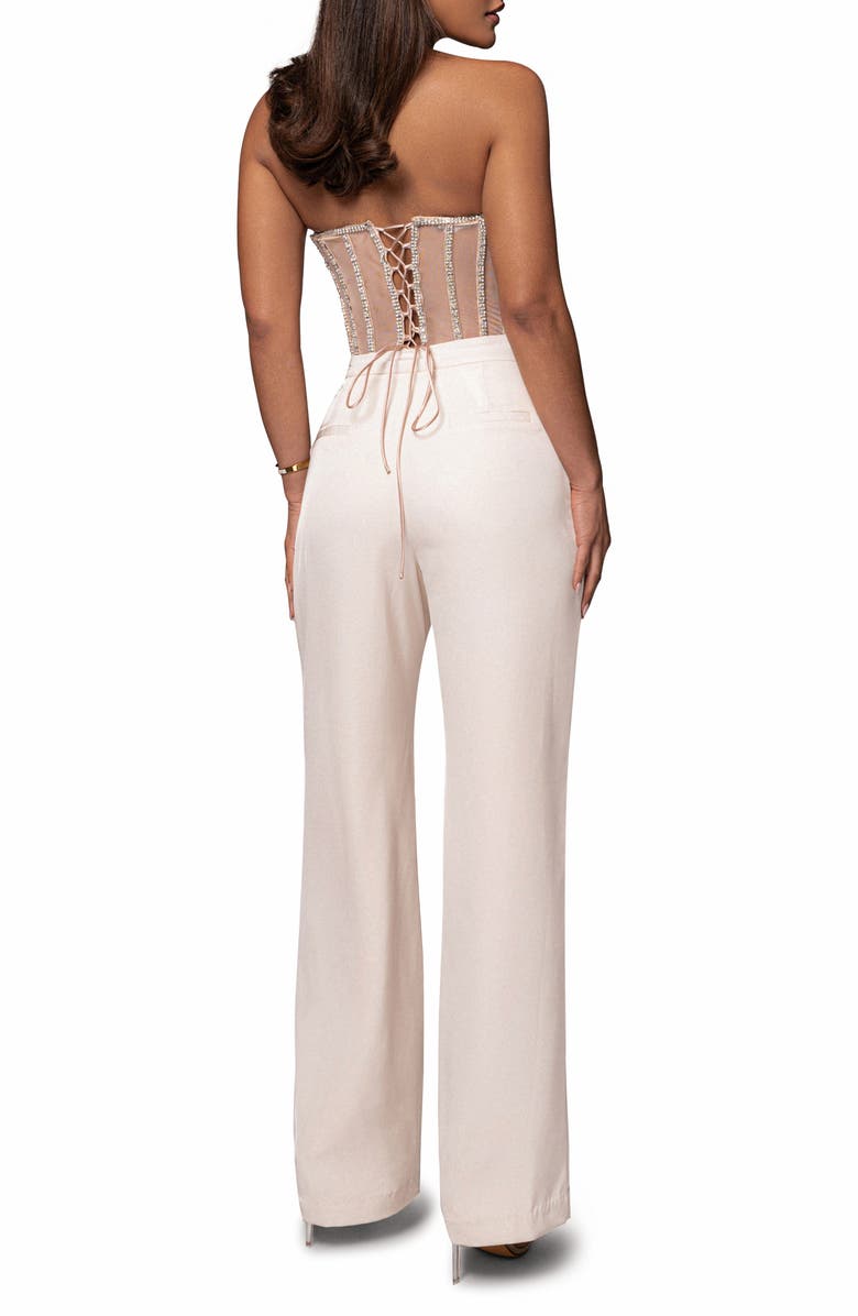 JLUXLABEL Rhinestone Corset Top, Alternate, color, Ivory
