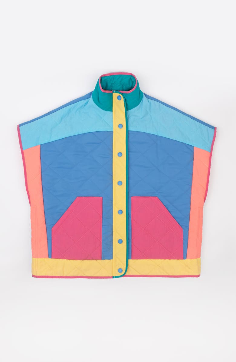 MOKUYOBI Quilted Poncho Vest, Main, color, Lagoon