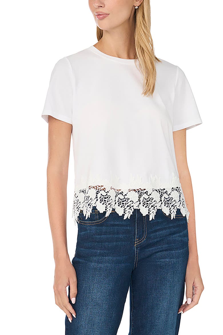 Lace Trim Boxy T-Shirt, Main, color, ULTRA WHITE