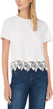 CeCe Lace Trim Boxy T-Shirt