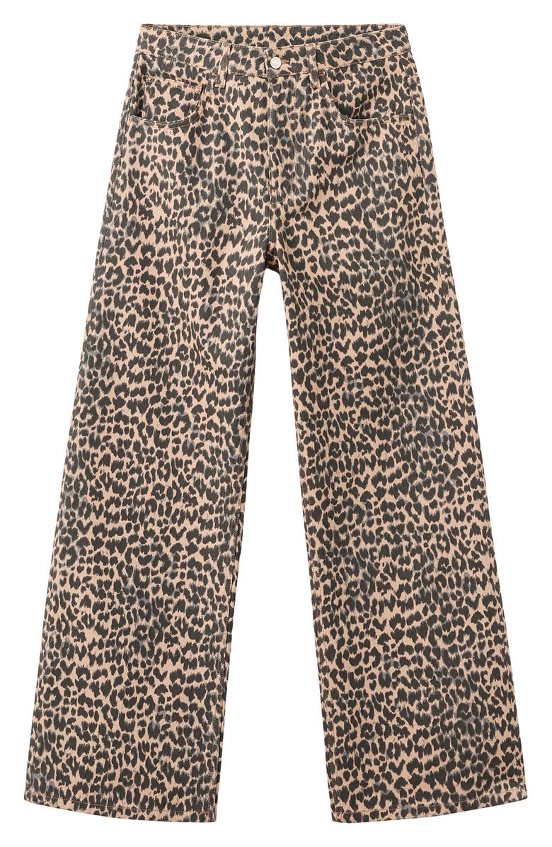 MANGO Leopard Print Straight Leg Jeans, Alternate, color, Brown
