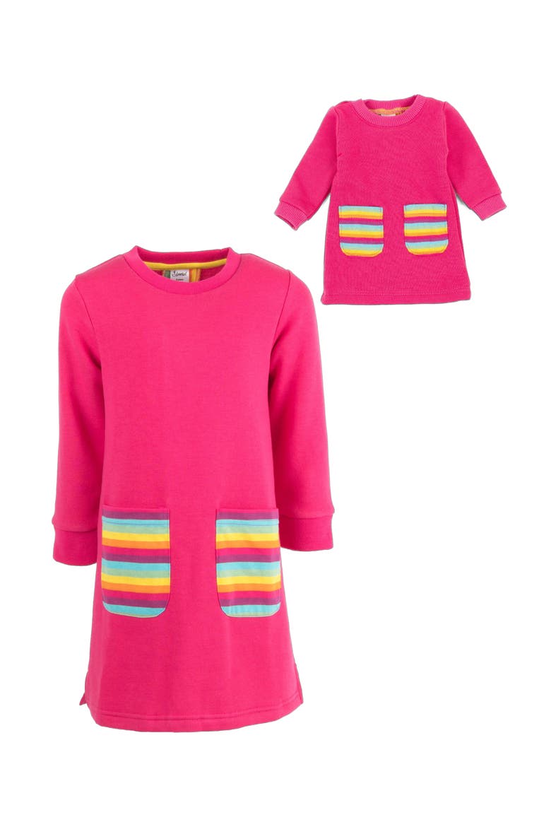 Girls Sweatshirt Dress with Matching Doll Dress, Alternate, color, PINK