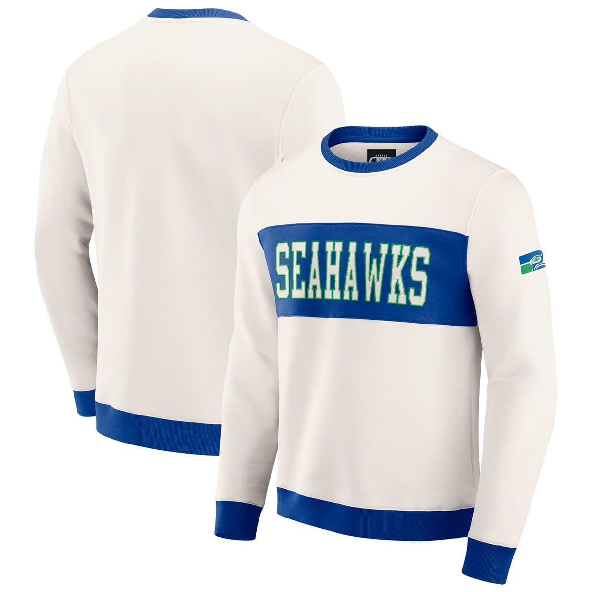 Men's Darius Rucker Collection By Fanatics Cream Seattle Seahawks Colorblock Pullover Sweatshirt