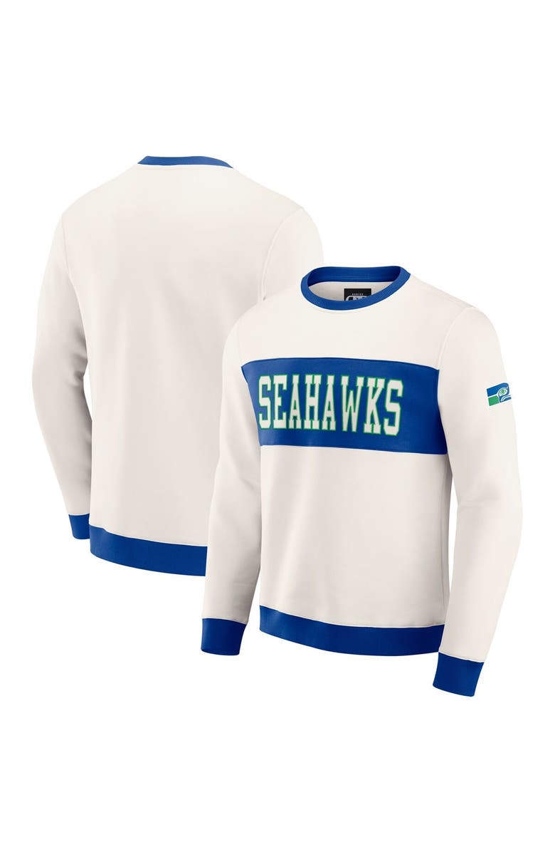 Darius Rucker Collection by Fanatics Men's Darius Rucker Collection by Fanatics Cream Seattle Seahawks Colorblock Pullover Sweatshirt, Main, color, Cream