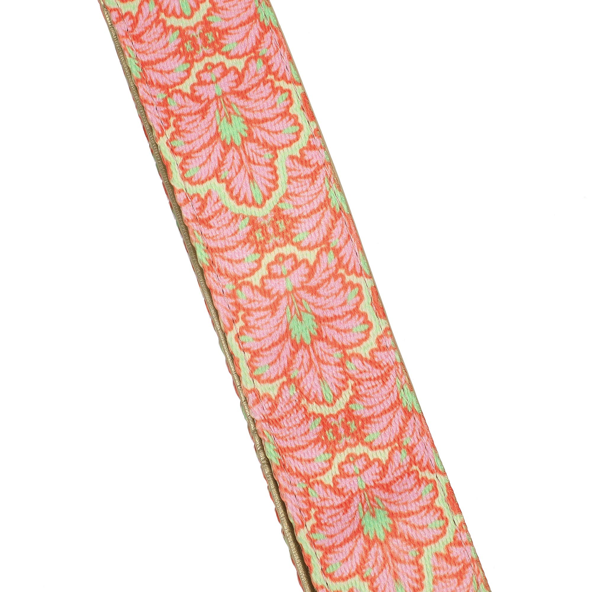 Pink Palm Adjustable Handbag Strap - 45-55 Inch Cotton Twill Palm Print Strap with Leatherette End Tabs and Gold Swivel Lobster Clasps, Alternate, color, Pink