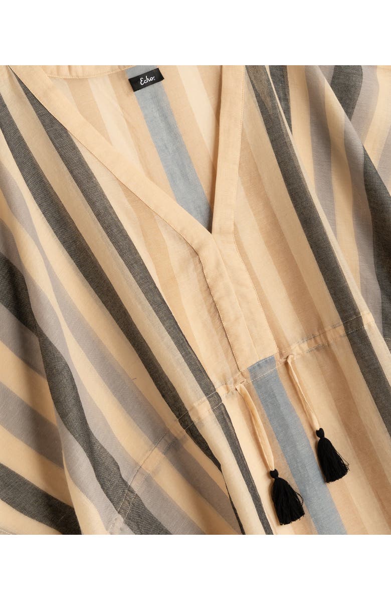 Echo Cabana Stripe Caftan, Alternate, color, Black