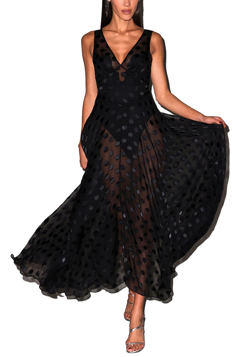 Silk Dot Gown, Alternate, color, Black