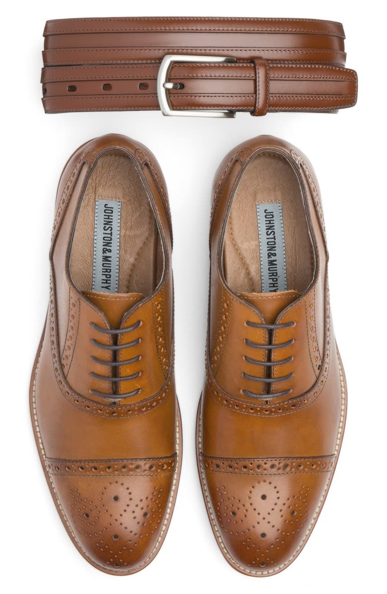 Johnston & Murphy Calfskin Belt, Alternate, color, Chestnut