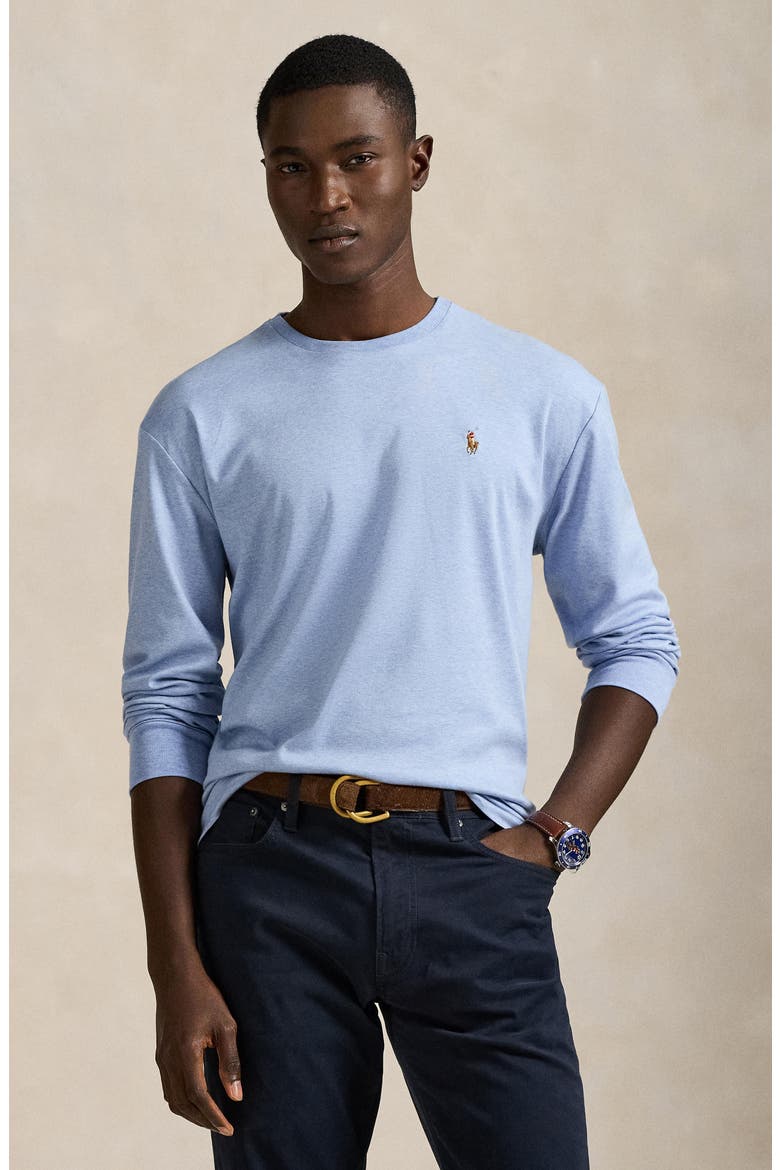 Classic Fit Long Sleeve Cotton T-Shirt, Alternate, color, BLUE HTR
