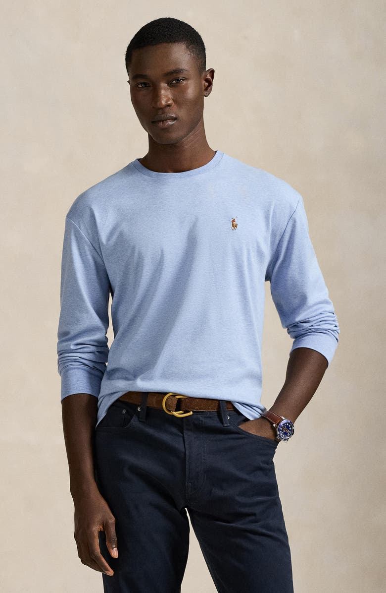 Polo Ralph Lauren Classic Fit Long Sleeve Cotton T-Shirt, Alternate, color, Isle Heather