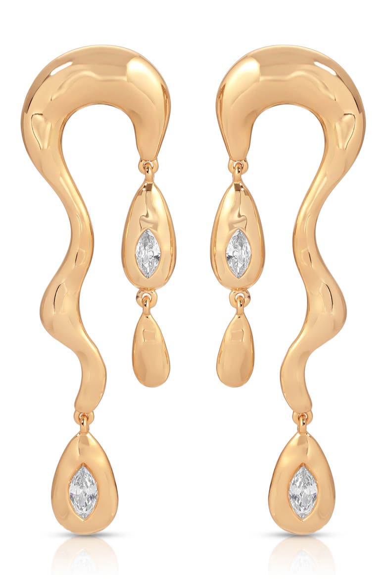 Melting Metal Drop Earrings, Main, color, GOLD