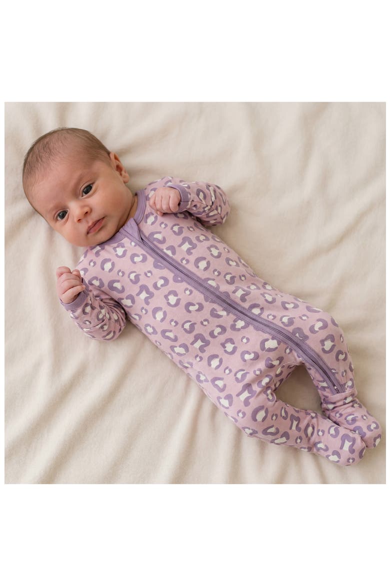 Leopard Print Zip Footie, Alternate, color, BABY ROSE CHEETAH