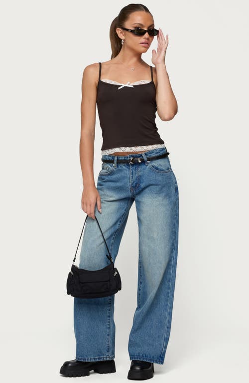 Edikted Adriel Contrast Lace Trim Camisole In Brown