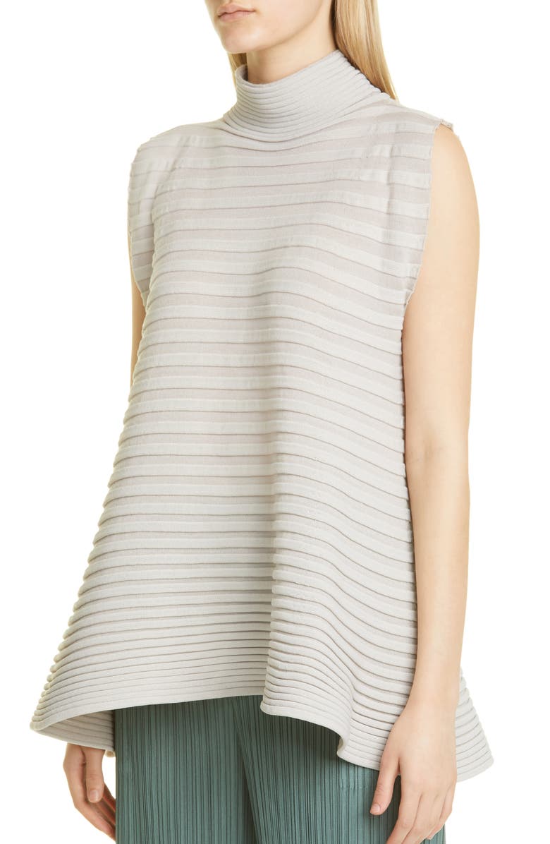 Pleats Please Issey Miyake Bounce Stripe Jersey Top, Alternate, color,