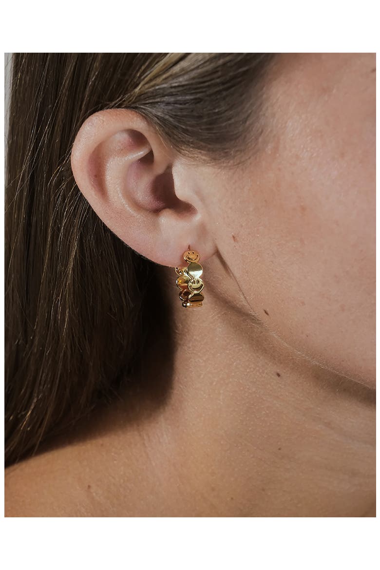 Smile Hoop Earrings, Alternate, color, GOLD