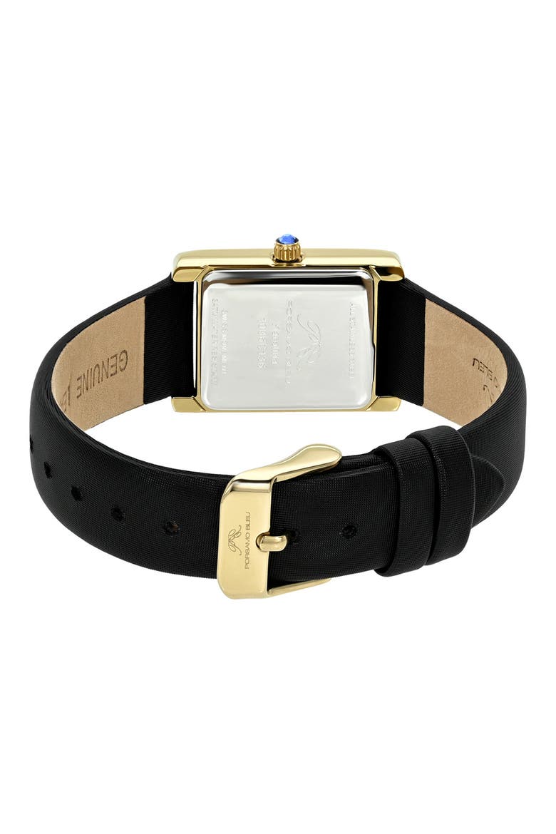 Karolina Leather Strap Watch, 21.5mm x 30mm, Alternate, color, BLACK/ GOLD
