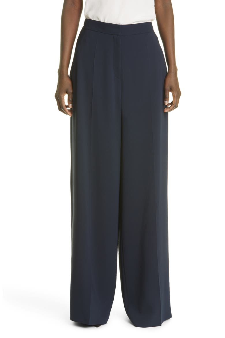 Stretch Silk Wide Leg Pants, Main, color, MIDNIGHT