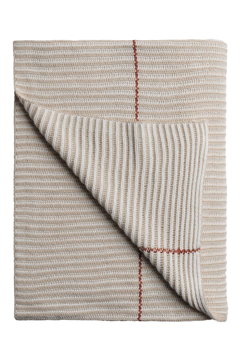 Two-Tone Organic Cotton Rib Throw Blanket, Main, color, CREAM/ LATTE