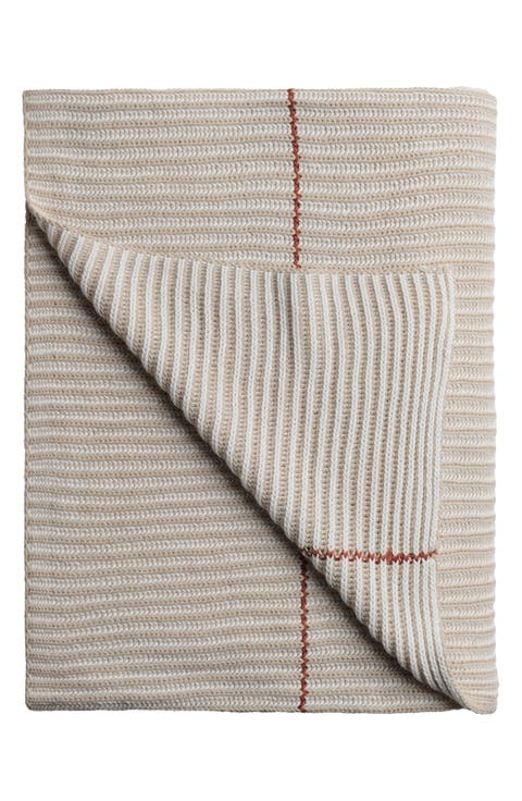 Two-Tone Organic Cotton Rib Throw Blanket