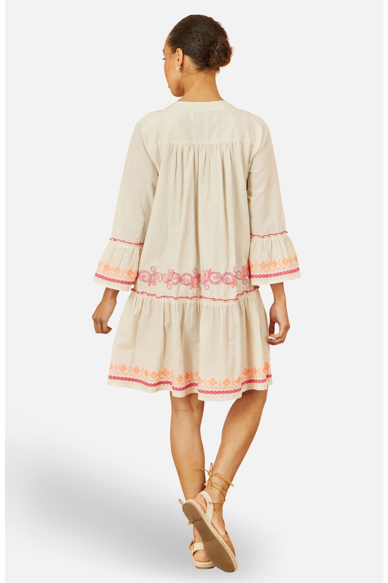 Embroidered Cotton Tunic Dress, Alternate, color, Beige