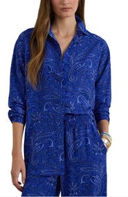 Lauren Ralph Lauren Kotta Paisley Print Crêpe de Chine Button-Up Shirt