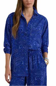 Lauren Ralph Lauren Kotta Paisley Print Crêpe de Chine Button-Up Shirt