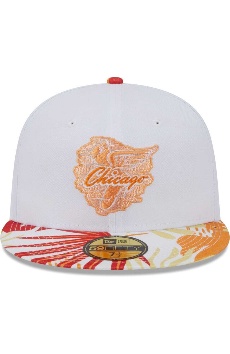 New Era Men's New Era White/Orange Chicago White Sox Flamingo 59FIFTY Fitted Hat, Alternate, color,