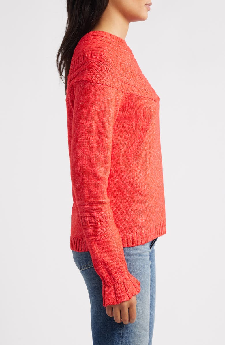 NIC+ZOE Textural Dot Cozy Sweater, Alternate, color, Scarlet