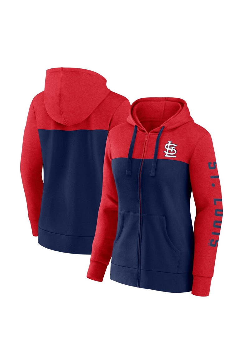 Women's Fanatics Branded Red/Navy St. Louis Cardinals City Ties Hoodie Full-Zip Sweatshirt, Main, color, Red