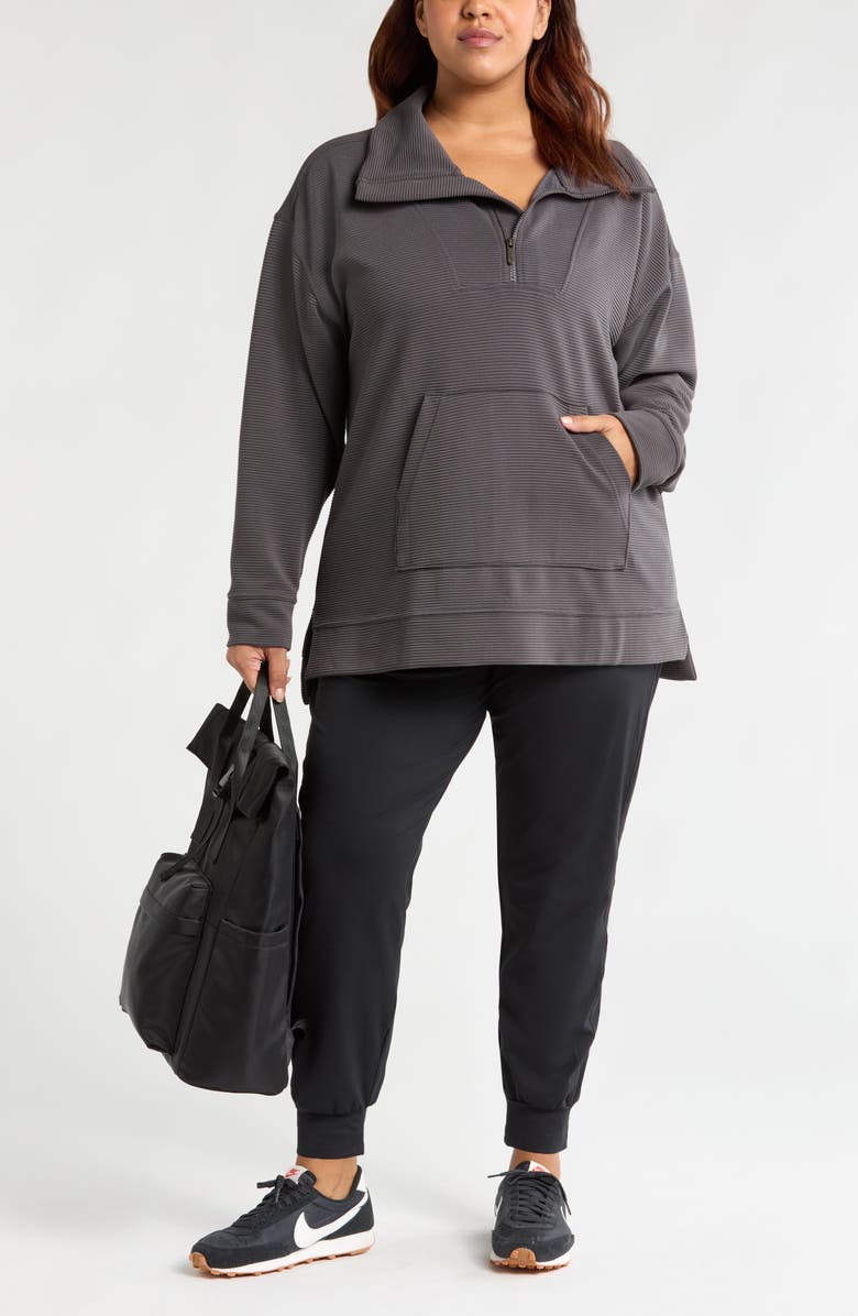 Zella Cozy Ottoman Rib Half Zip Pullover, Alternate, color, 