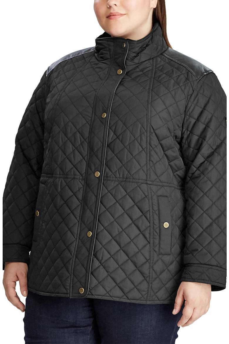 Down Puffer Coat with Removable Faux Fur Trim Hood, Alternate, color, BLACK