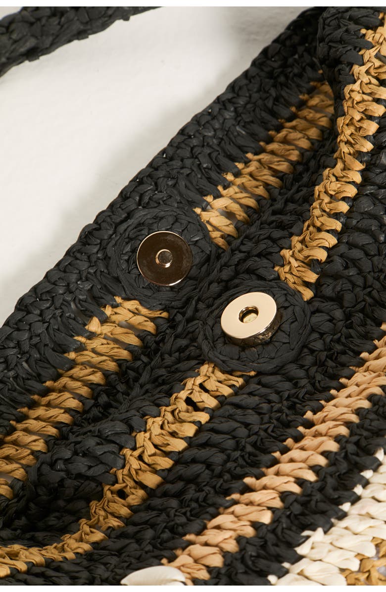 Free People Belize Shell Raffia Shoulder Bag, Alternate, color, Tan/ Black