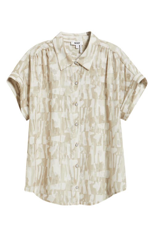 Dkny Allover Print Button-up Shirt In Brown