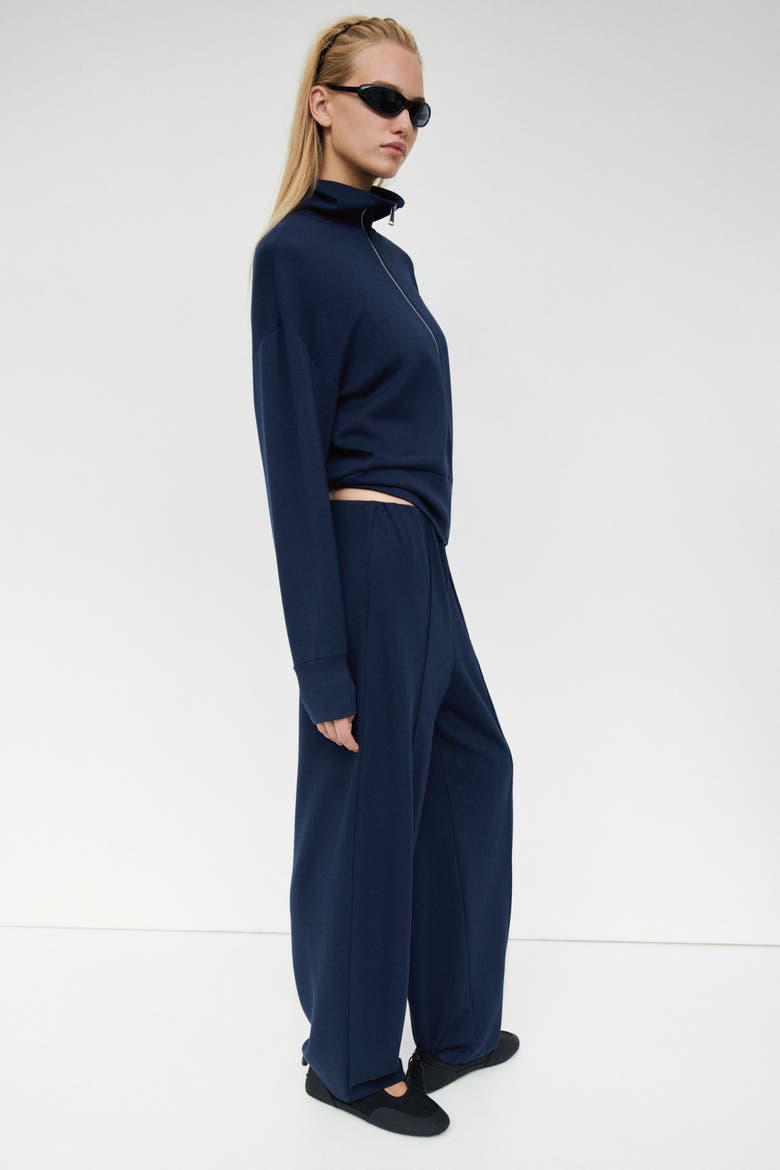 Viscose-blend Barrel-leg Pants, Alternate, color, Navy blue