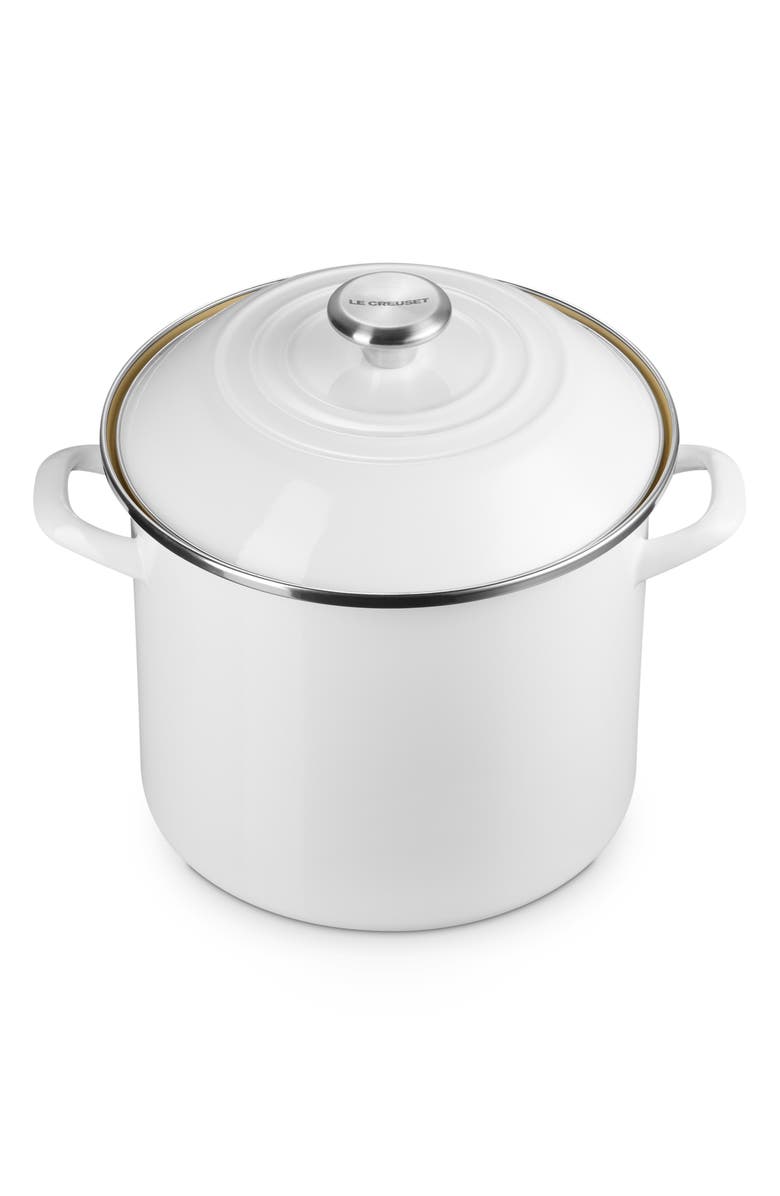 Le Creuset 8-Quart Enameled Stainless Steel Stock Pot, Main, color, White
