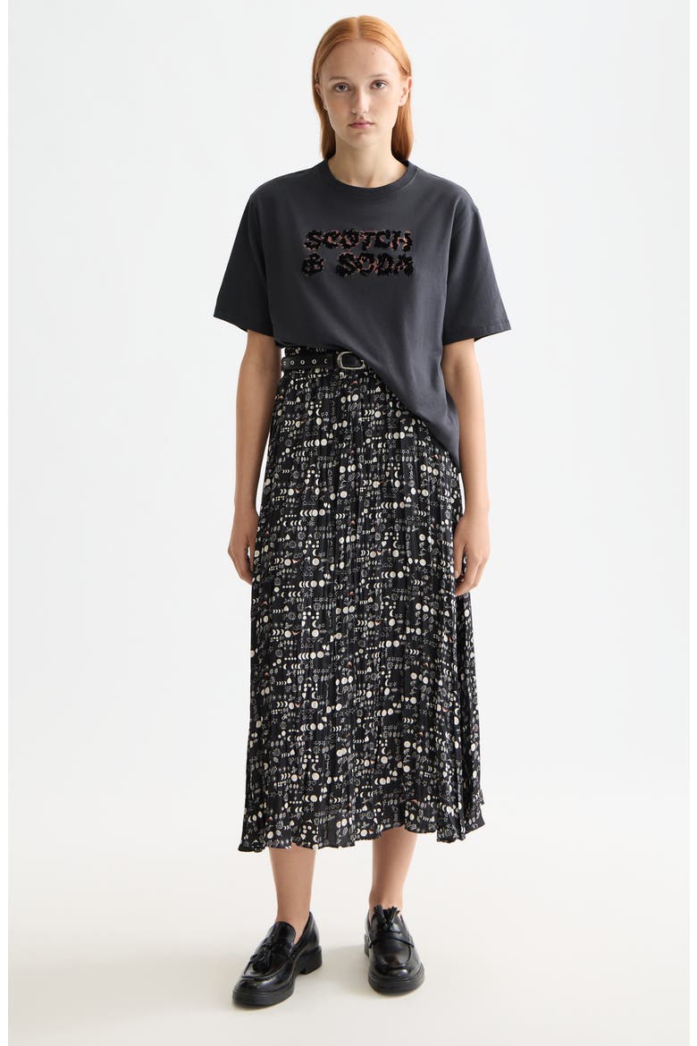 Mixed Print Crinkle Pleat Skirt, Alternate, color, MOON GARDENING